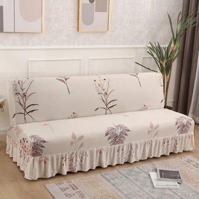 Elastische opvouwbare slaapbankhoes voor woonkamer Stretch armloze bankrok hoes bedrukte bankhoezen meubelbeschermer 185-200cm L