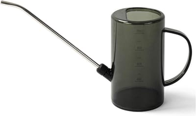 Hovico Gieter voor kamerplanten met lange schenktuit roestvrij staal, 1 liter - gemakkelijk meetbare schaal - modern - kamerplanten/vetplanten/bloemen/buiten tuinieren (grijs)