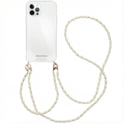 imoshion Hoesje - Geschikt voor Apple iPhone 12 Pro / 12 - Backcover met koord + armband - Parels - Transparant
