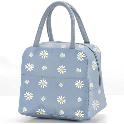 Sacs à déjeuner pour étudiants Marguerites japonaises Sacs bento portables pour employés de bureau Sacs isothermes Sacs à déjeuner à isolation thermique Sacs à main de pique-nique Décor bleu
