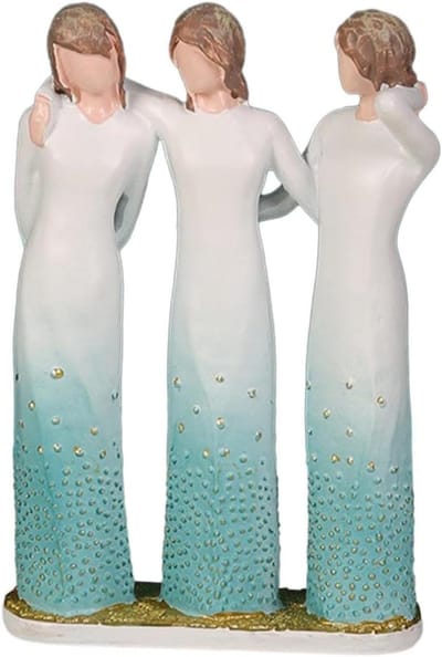 Hars Beeldje Zussen Sculptuur Handgeschilderde Best Friends Figuur Vriendschap Decoratie Voor Vriendinnen En Zussen Blauw Cadeau Voor Verjaardag En Feestdagen