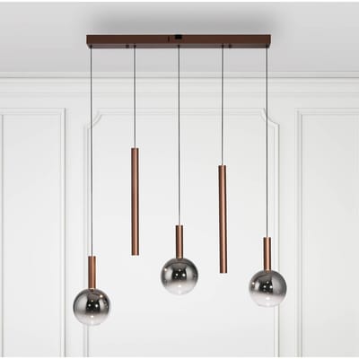 Paul Neuhaus LED hanglamp Bowl, lengte 100 cm, bruin/grijs