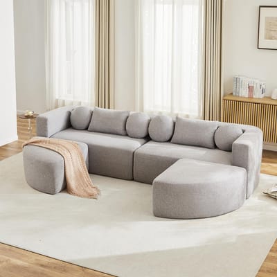 BLACKCOLORS Modulaire slaapbank, volledig samengevouwen Cloud-bank, chenille, zelf te monteren, grijs, L 292 x D 165 x H 68 cm