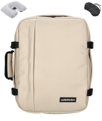 Handbagage Rugzak 40×30×20 – Cabin Bag / Underseater – Past Onder Stoel – Zand/Beige