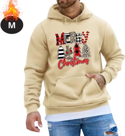 Bovista Kersttrui - Heren - Foute Kersttrui - Christmas Sweater - Kerst Sweater - Christmas Jumper - Hoodie - Abrikoos - M