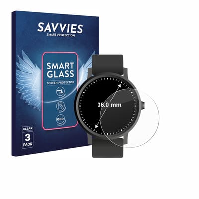 3 Stuks Savvies Screenprotector - geschikt voor Horloges (Rond, ø: 36 mm) - beschermfolie glas transparant