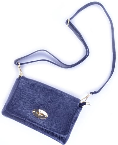Giuliano lederen schoudertas Zoey - Donkerblauw - Dames - Made in Italy