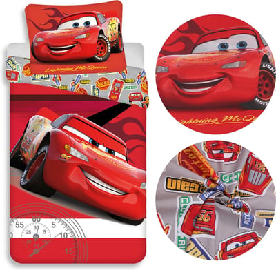 Cars - Bliksem McQueen rood kinderbeddengoed, voor jongen, rits, katoen 140x200cm OEKO-TEX