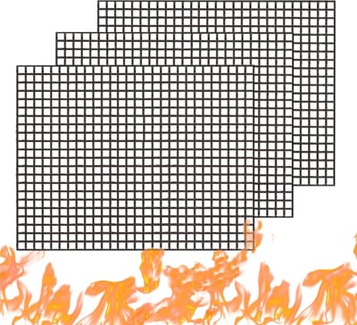 Famanu - BBQ Grill Mesh Mat Set, 3 Non-Stick Herbruikbare BBQ Mesh Grill Sheet Liners Matten Koken Mat BBQ Grill Mat voor het grillen van vlees, groenten, koken, bakken, grillen en bakken, 40x33cm
