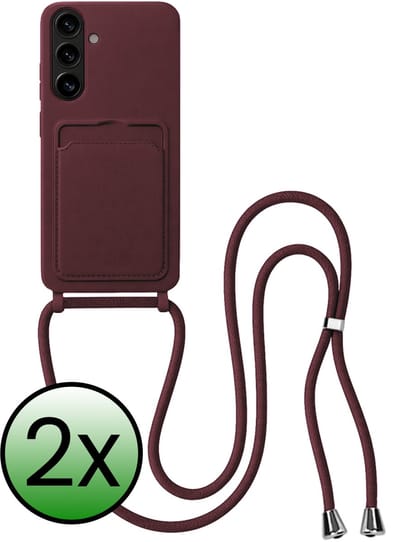 Hoes Geschikt voor Samsung S26 Hoesje Met Koord - Telefoonhoesje Geschikt voor Samsung Galaxy S26 Backcover Met Afneembaar Koord - Aubergine - 2 Stuks