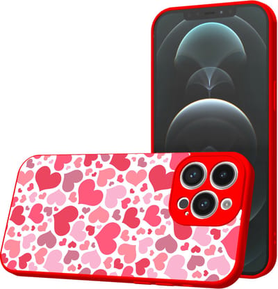 Smartphonica Telefoonhoesje Geschikt voor iPhone 12 Pro Max met Hartjes opdruk - TPU Back Cover Case Hearts Design - Rood geschikt voor iPhone 12 Pro Max