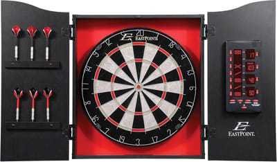 Dartbord met Kast, Elektronisch Scorebord en Zes Steeltjes