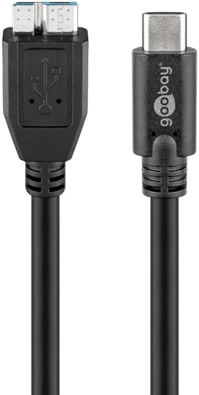 USB-C naar USB Micro B kabel - USB 3.0 - 1 meter - Zwart