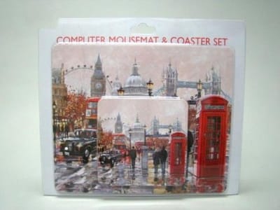 London Muismat en Onderzetter Set – Antislip Bureau Accessoires met Big Ben Design
