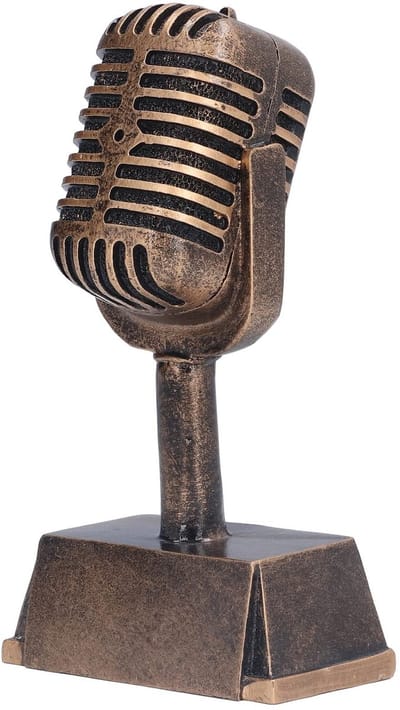 Dailygoods- Microfoontrofee Retro - Muziektrofee - Award - Feestartikel - Decoratief Ornament - Hoogwaardig Synthetisch Hars - Awards