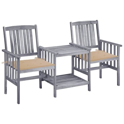 vidaXL - Tuinstoelen - met - tafeltje - en - kussens - massief - acaciahout