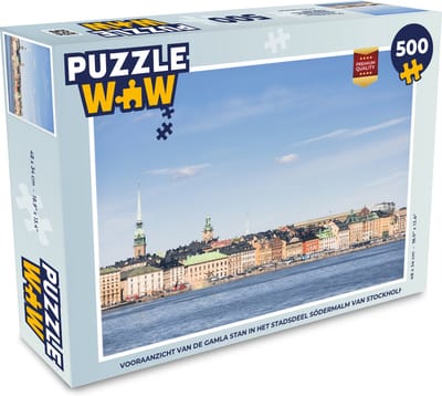 Puzzel Vooraanzicht van de Gamla Stan in het stadsdeel Södermalm van Stockholm - Legpuzzel - Puzzel 500 stukjes