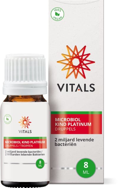 Vitals Microbiol Kind Platinum Druppels - 16 dagdoseringen - biotica. In druppelvorm speciaal voor baby’s en kinderen.