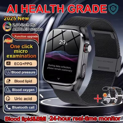 2026 Nieuw Slim Horloge voor Dames met BMI-meting Menstruatiecyclus ECG Hartslag Zuurstofgehalte in het Bloed Slaap Fitness Tracker Slimme Armband mesh belt zwart