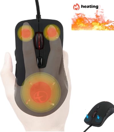 TLVX Verwarmbare Computer Gaming Muis – Elektrisch verwarmd – USB Bedraad – Rechts handig – Warme hand – Werk – Thuis – Onderweg - Winter Muis Laptop – Heated Mouse – Optische Muis – Warmte instelbaar – 800/1000/1600/2400DPI - Vingers Opwarming