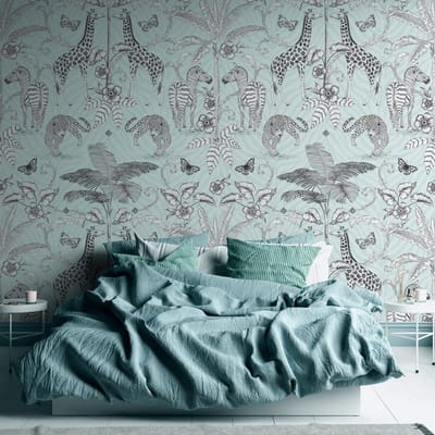 Fotobehang Profhome 392051-GU vliesbehang hardvinyl warmdruk in reliëf glad met dieren patroon mat zwart wit grijs 1,59 m x 2,8 m