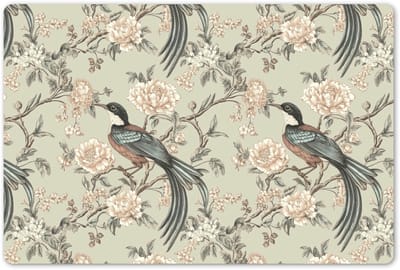 Placemats 45x30 cm - Placemat kunststof - 1 stuk - Bloem - Vogel - Kleurrijk - Borden onderleggers - Decoratie voor op tafel - Keuken tafeldecoratie accessoires - Vinyl onderlegger - Tafelversiering
