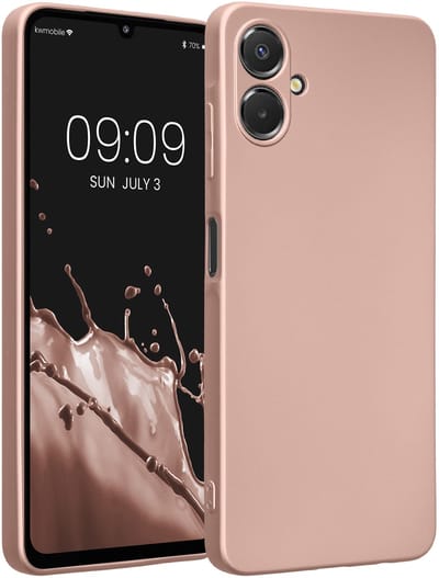 kwmobile metallic telefoonhoesje van TPU - geschikt voor Samsung Galaxy A06 - Flexible case voor smartphone - In metallic roségoud
