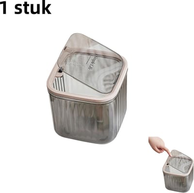 1 stuk - Push-type desktop cosmetica opbergemmer - multifunctioneel - hoogwaardige transparante mini-prullenbak - grijs (groot)