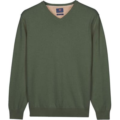 Baileys Trui Uni Color V-Neck Pima Cotton Thyme Green / male