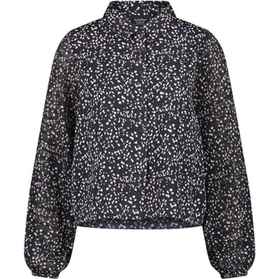 Another Label Macy Dot Shirt L/s Night Sky Dot Maat: XS | Blouses Outlet | Dames | Blauw
