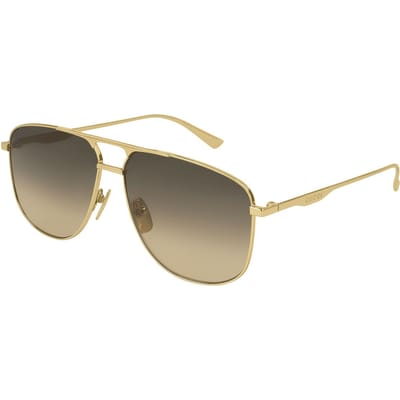 Lunettes de soleil aviateur haute définition édition voyage d'affaires série Brilliant Glory Gucci Lunettes de soleil homme Doré GG0336S-001 Dust Bag+Eyeglass Case (Random Color)