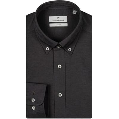 Thomas Maine Overhemd Torino Button Down Piqué Jersey Antraciet / male