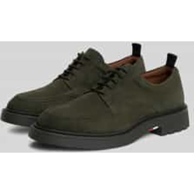 Veterschoenen van echt leer met reliëflogo