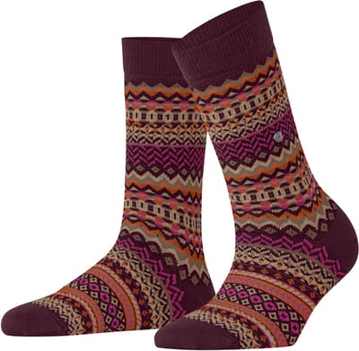 Burlington Fair Isle gedessineerd wol sokken dames rood - maat 36-41
