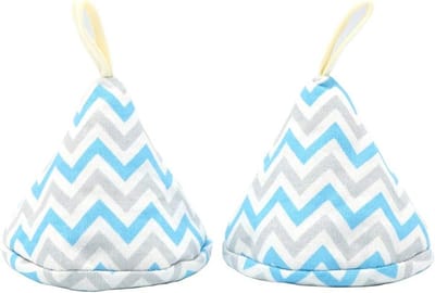 Handige katoenen oven handschoenen voor koken en bakken - Blauw wave patroon, anti scald, 4.3 inch