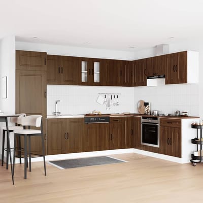 vidaXL - Keuken - Kast - Kalmar - Bruin - Eiken - 80 - x - 46 - x - 81,5 - cm - Bewerkt - hout