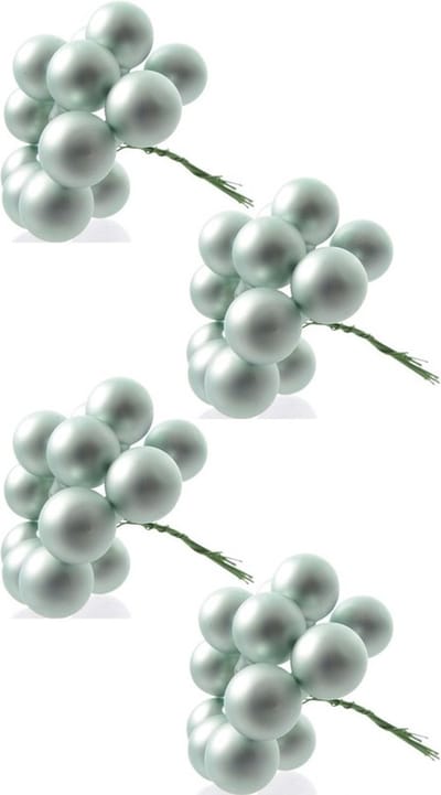 40x Mini glazen kerstballen kerststekers/instekertjes mintgroen 2 cm - Mintgroene kerststukjes kerstversieringen glas