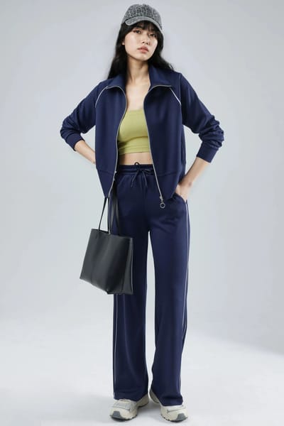 Modal Touch Gebreid Sweatshirt en Broek Set met Rits