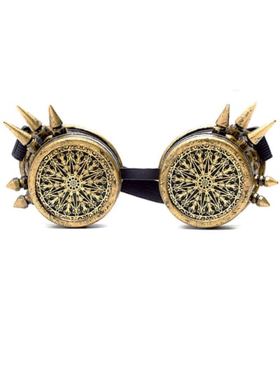 KIMU® Goggles Steampunk Bril Spikes Mandala - Brons Montuur - Bronzen Burning Man Halloween Festival