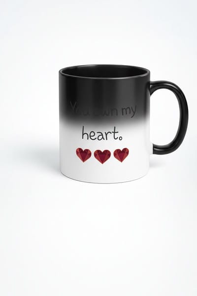 Magische Warmtegevoelige Mok 'You Own My Heart' met Gamer Harten