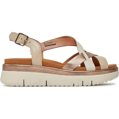 Pikolinos - W4N-0650C1 - Platte sandalenDames Sandalen - Kleur: Wit/beige - Maat: 37