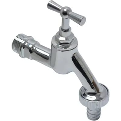 Sanivesk Tapkraan Met Krukbediening En Slangwartel Chroom ( Buitendraad X Buitendraad )1/2" X 3/4"