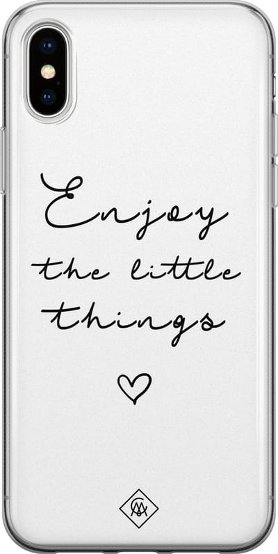 Casimoda® hoesje - Geschikt voor iPhone Xs - Enjoy Life - Siliconen/TPU telefoonhoesje - Backcover - Tekst - Geel