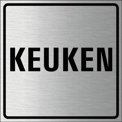 Keuken bordje, geborsteld aluminium 150 x 150 mm