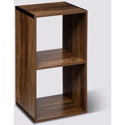 Plank met 2 vakken van hout en metaal MIX'N MODUL