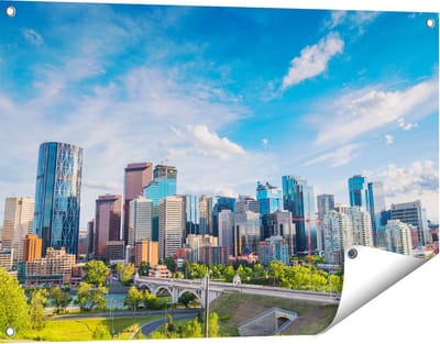 Gards Tuinposter Skyline Calgary Stad in Canada - 90x60 cm - Tuindoek - Tuindecoratie - Wanddecoratie buiten - Tuinschilderij