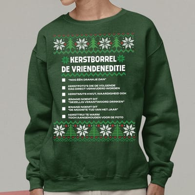 Kerst Trui Groen Kerstborrel - De Vriendeneditie XS