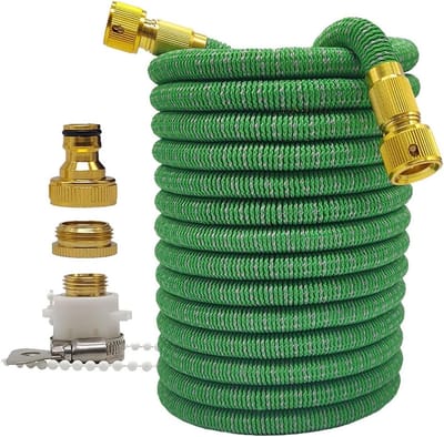 Tuinslang Set - Flexibele waterleiding - Tuin besproeien - Verlengt met waterdruk - 75 Meter - Groen Grijs