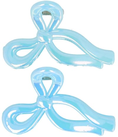 Haarsoires Haarspeld Haarklemmen 4,5cm – Strik – Parelmoer Blauw – Set van 2 - Haarclip Klem - Hair Claw - voor Opsteken Haar - Hair Clip - Decoratieve Haaraccessoire