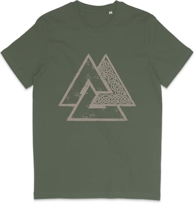 Heren Dames T Shirt - Viking Symbool - Khaki Groen - XS